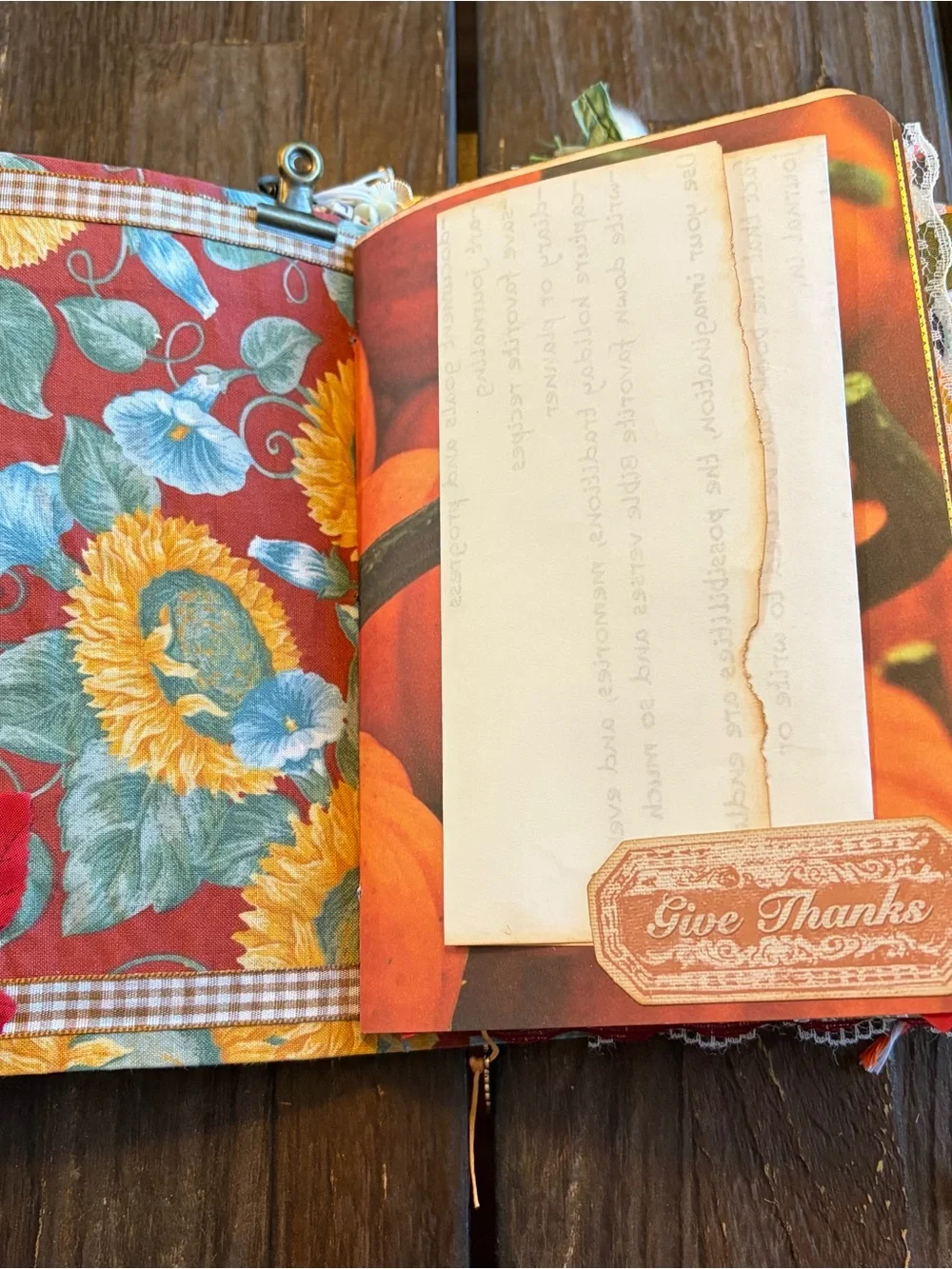 Fall Autumn Junk Journal Sunflower Thanksgiving Leaves Softcover Decorated 3 Sig